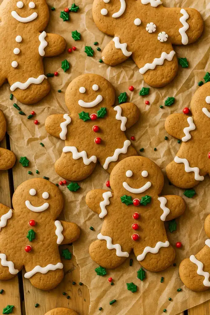 Gingerbread Men Cookies – Delightful Holiday Treat Recipe 12 Decorated gingerbread men cookies with white icing and holly sprinkles