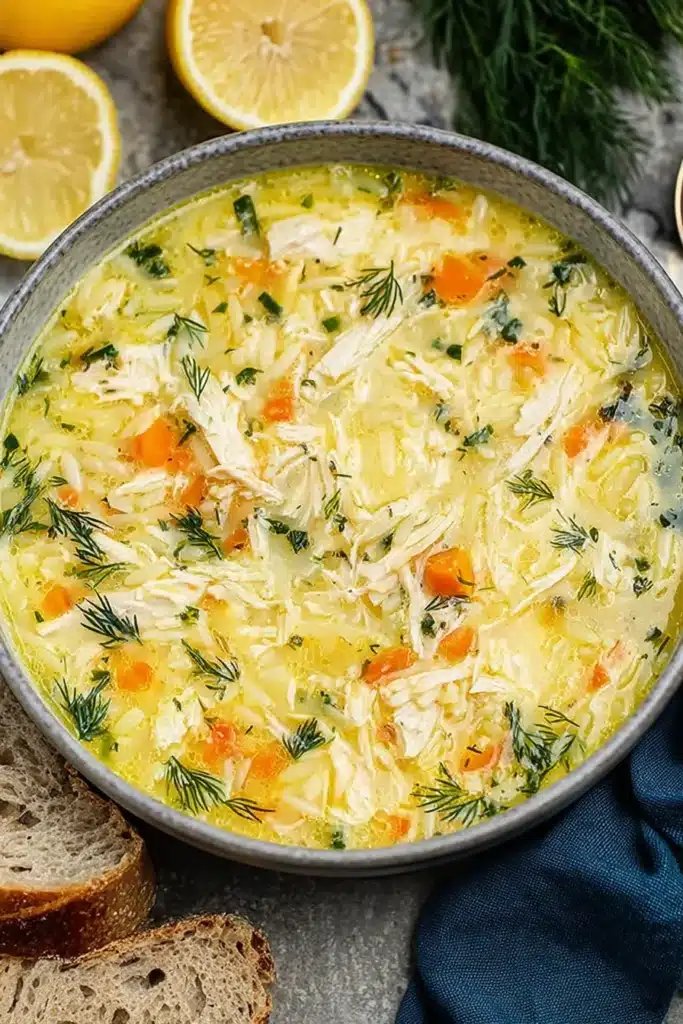 Greek Lemon Chicken Soup (Avgolemono) – Creamy & Bright 9 Greek lemon chicken soup avgolemono with orzo and dill in creamy broth