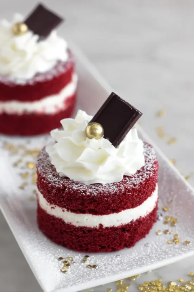 Red Velvet Cake Minis | Valentine’s Day Recipes Delight 6 Red Velvet Cake Minis with cream cheese filling and chocolate topping