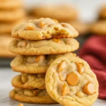 Easy Christmas Cookies with Butterscotch stacked on marble surface