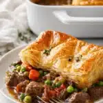 Classic beef pot pie with flaky golden crust and rich beef filling