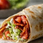 Gourmet BLT Wraps with Secret Sauce featuring crispy bacon, lettuce, tomato, and creamy dressing