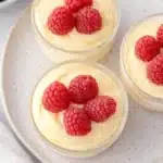 Creamy Greek yogurt dessert topped with fresh raspberries in glass cups