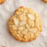 Healthy sugar free oatmeal cookies with almond flour on white cloth