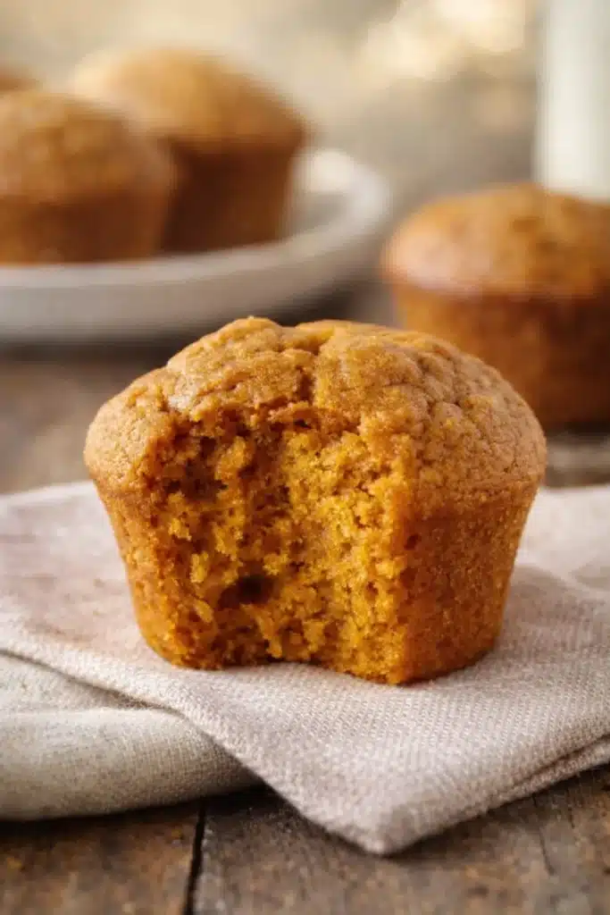 pumpkin muffin with bite taken