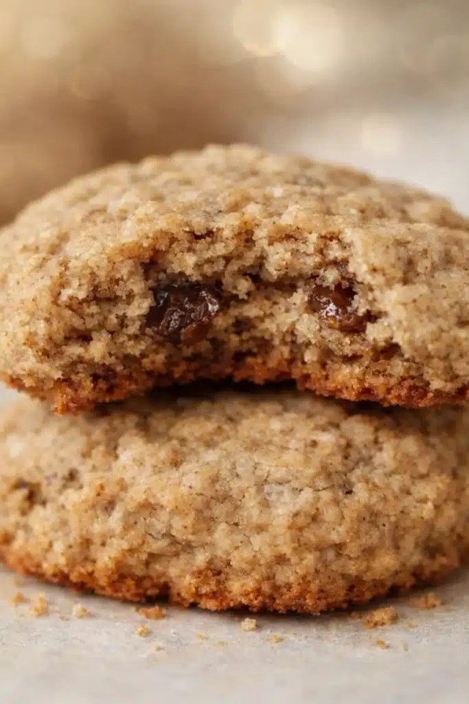 Easy Almond Flour Date Cookies | Simple & Amazing Treat 5 Close-up of soft almond flour date cookies stacked on parchment paper