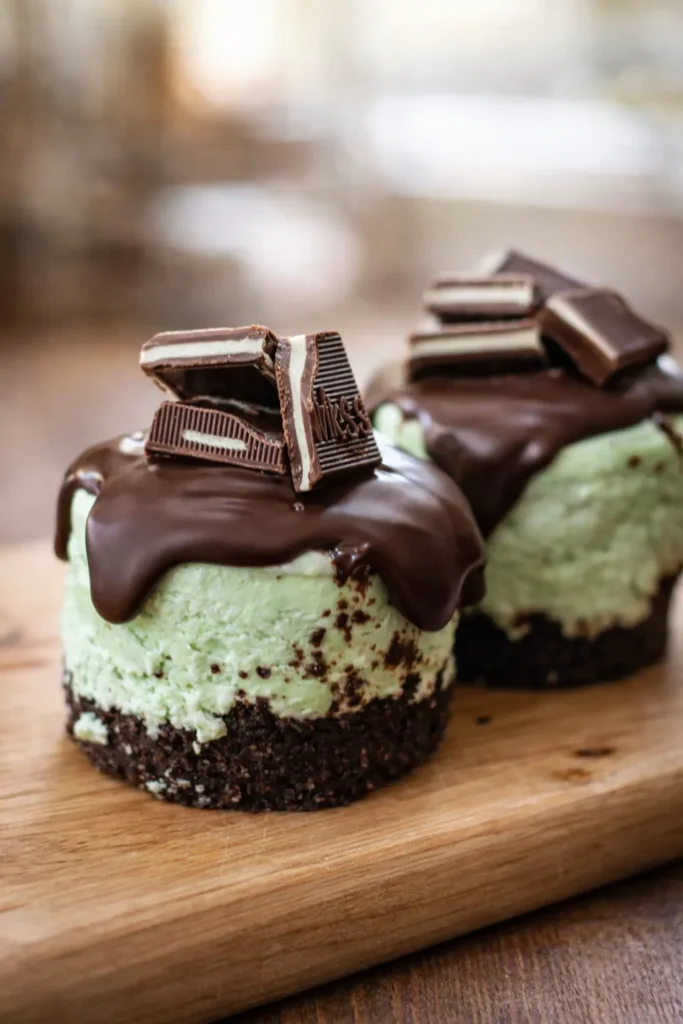 Easy Andes Mint Mini Cheesecakes Recipe 7 Andes Mint Mini Cheesecakes with chocolate ganache and mint filling