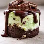 Andes Mint Mini Cheesecakes with chocolate ganache and mint filling