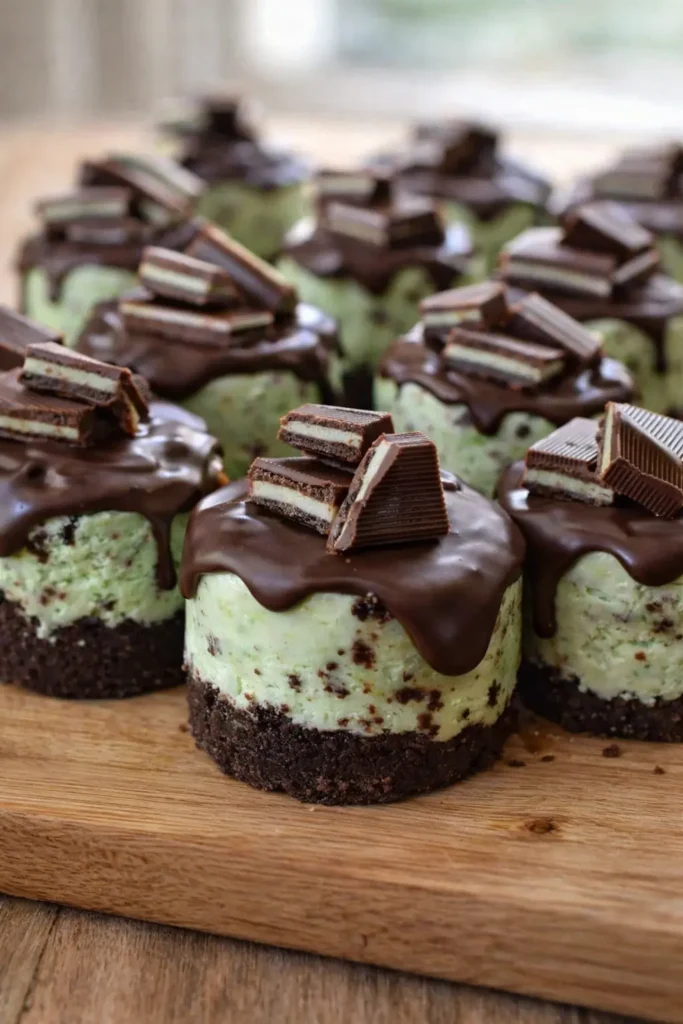 Easy Andes Mint Mini Cheesecakes Recipe 8 Andes Mint Mini Cheesecakes with chocolate ganache and mint filling