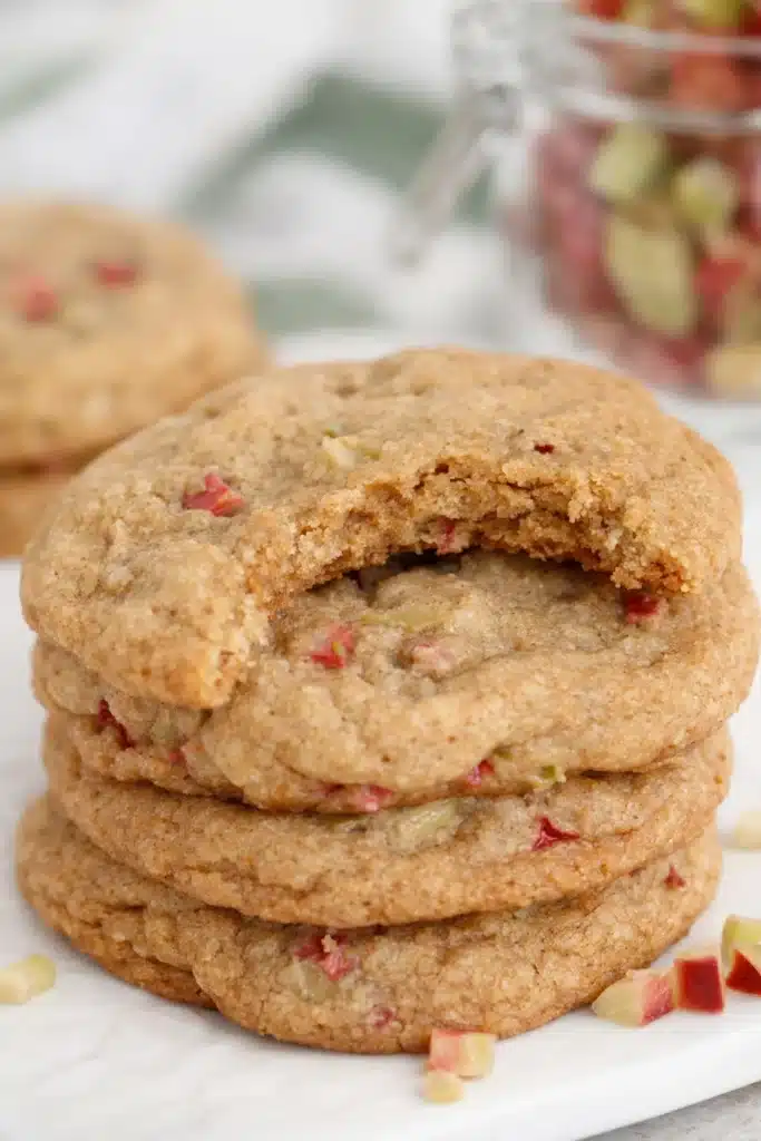 Brown Sugar Rhubarb Cookies Amazing Sweet Treat 10 Brown Sugar Rhubarb Cookies stack with soft chewy center