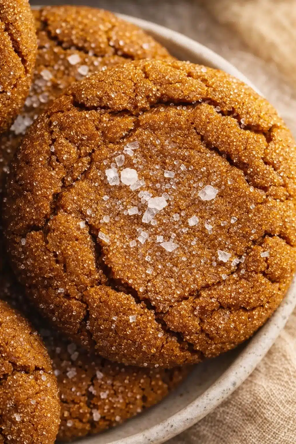 close-up of buttery honey pumpkin cookies sprinkled with sugar and sea salt