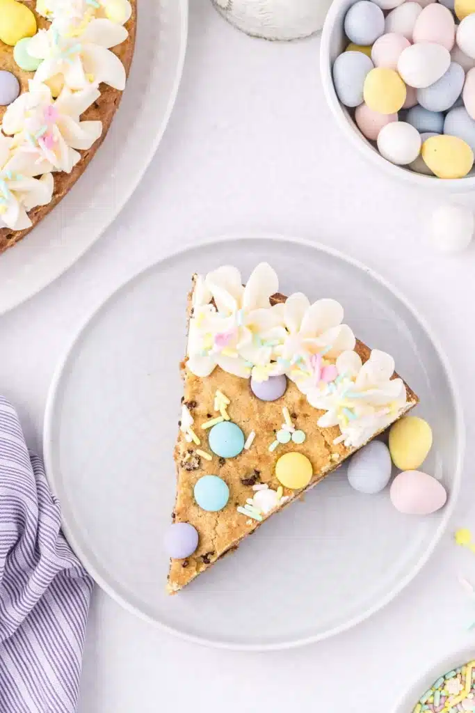Easter Cookie Cake Recipe Quick Colorful Delight 10 Slice of Easter Cookie Cake with pastel candies and vanilla frosting