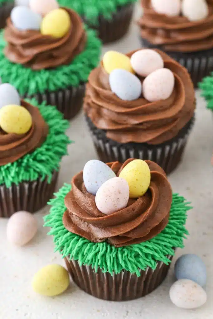 Easter Egg Chocolate Cupcakes – Amazing Holiday Favorite 10 Easter Egg Chocolate Cupcakes with chocolate nest frosting and pastel mini eggs