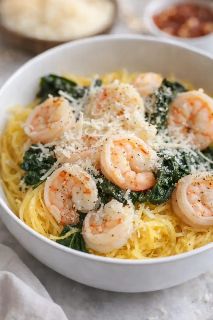 Quick Spaghetti Squash Shrimp Scampi Recipe