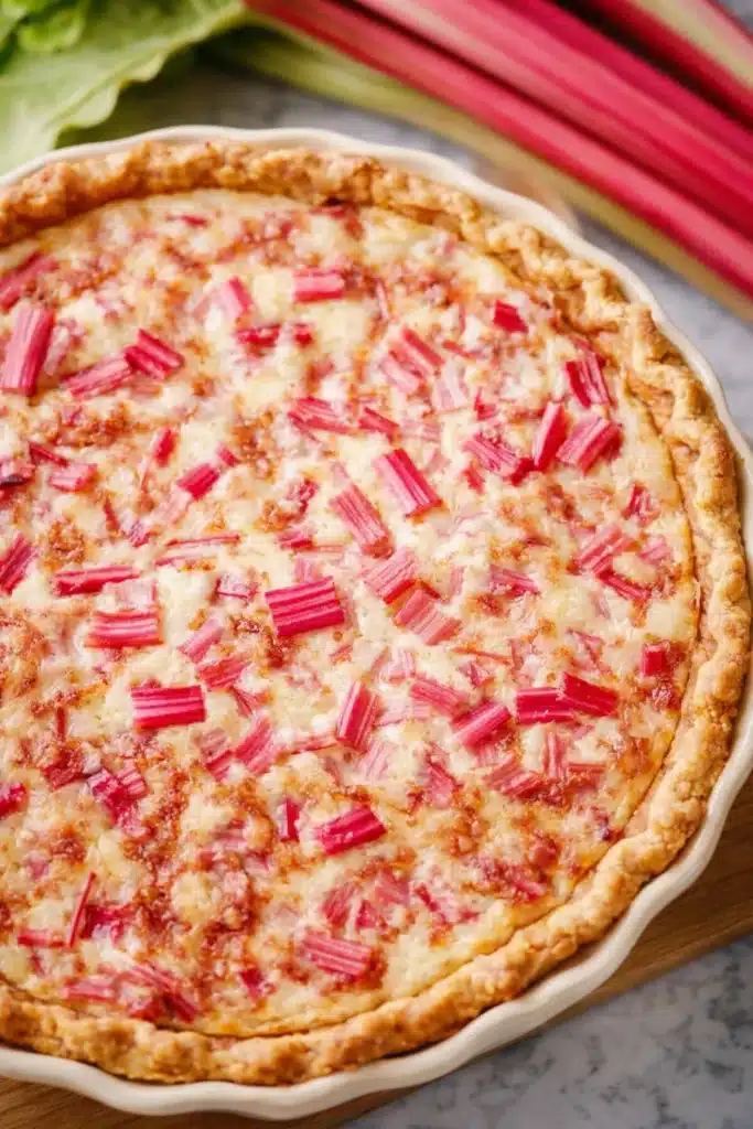 Rhubarb Custard Pie Amazing Classic Spring Treat 6 Whole Rhubarb Custard Pie with golden flaky crust and fresh rhubarb
