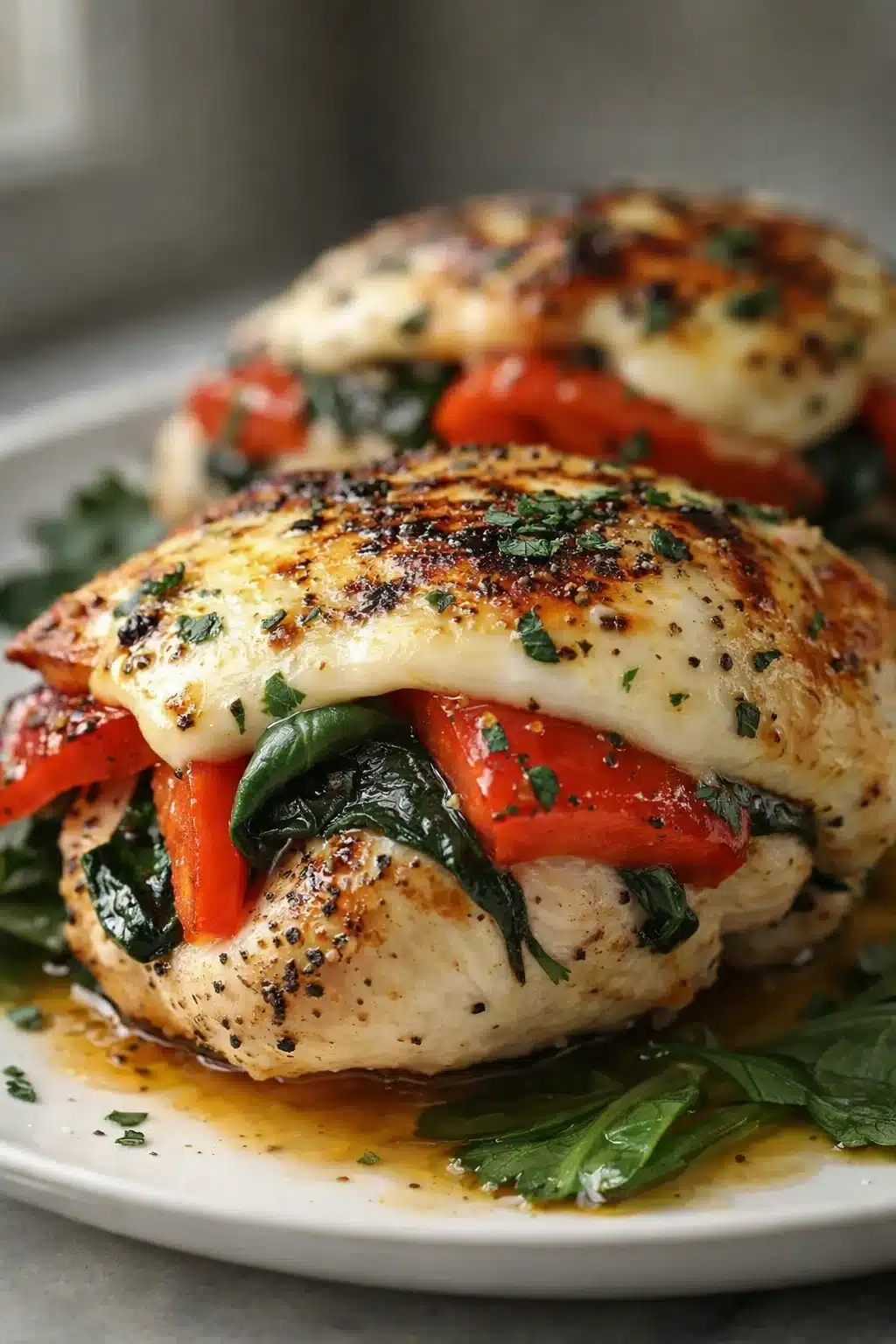 Roasted Red Pepper Mozzarella Stuffed Chicken