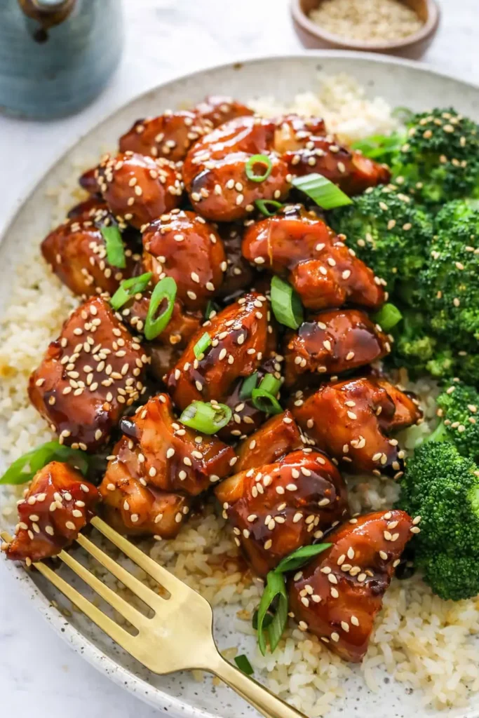 Air Fryer Teriyaki Chicken Quick Amazing Dinner 4 Air Fryer Teriyaki Chicken with rice and broccoli bowl