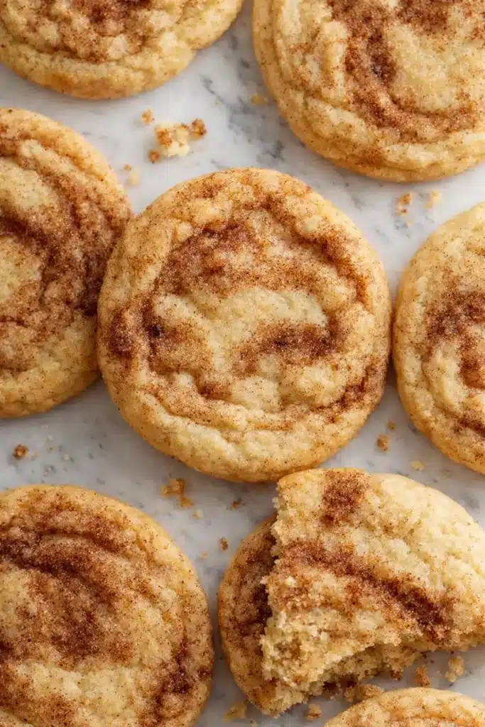 Cinnamon Roll Sugar Cookies with cinnamon swirl and soft chewy center