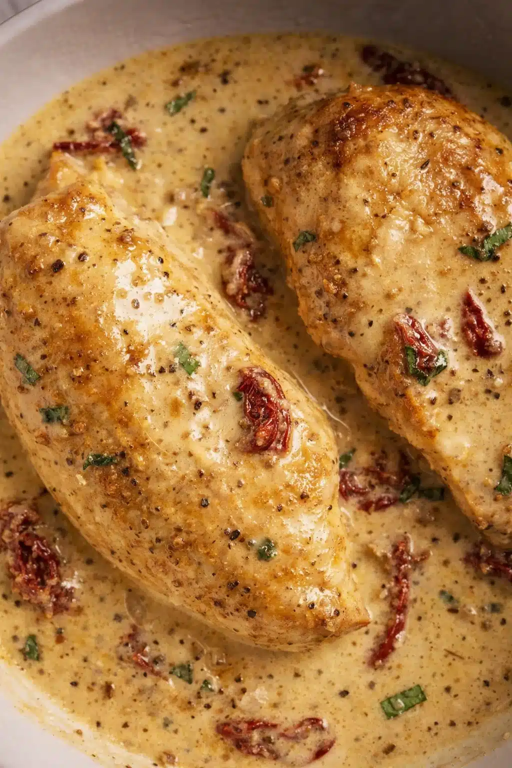 Creamy crockpot marry me chicken with sun dried tomatoes and garlic parmesan sauce