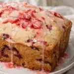Easy Strawberry Bread Simple Amazing Fresh Treat 7 Easy strawberry bread with glaze and fresh strawberry chunks on top