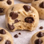 Chocolate chip peanut butter cookie dough bites with creamy texture and chocolate chunks