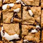 S’mores cookie bars with gooey marshmallow and melted chocolate chips
