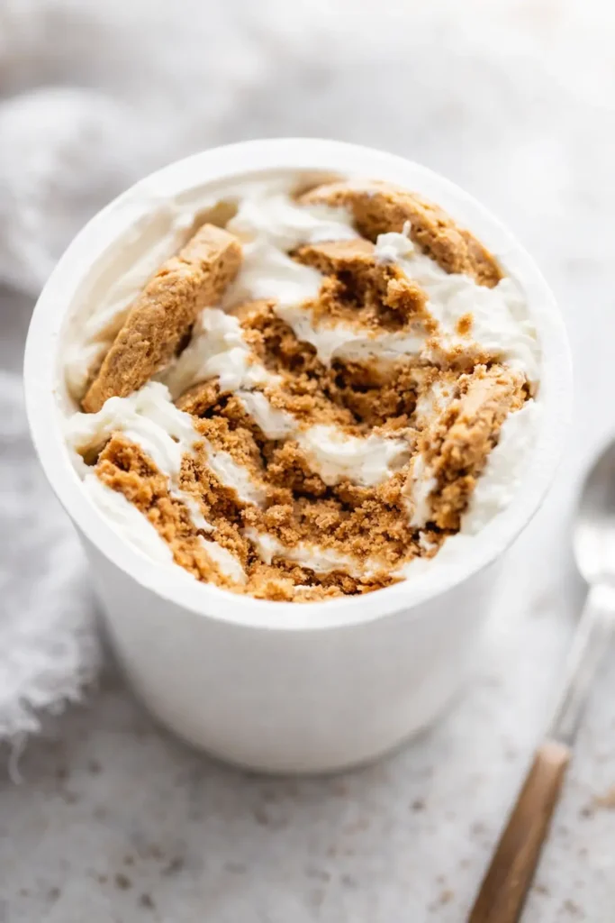 2 ingredient yogurt cheesecake with creamy yogurt and softened cookies in a cup