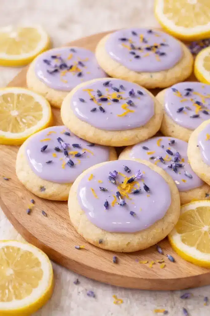 Lemon Lavender Cookies Easy Amazing Treat 6 Lemon Lavender Cookies with purple glaze and fresh lemon slices