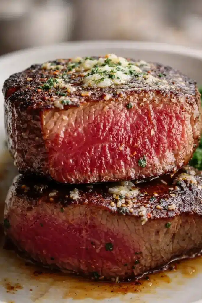 Filet Mignon Air Fryer Easy Juicy Steak Guide 5 Air fryer filet mignon with garlic butter and juicy medium-rare center