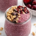Cherry Chia Pudding Easy Amazing Healthy Recipe 5 Cherry chia pudding in a jar topped with granola, chocolate chips, and cherries