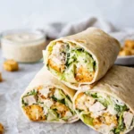 Chicken Caesar Wrap Quick Amazing Dinner 7 Chicken Caesar wrap with crispy chicken, romaine lettuce, and creamy dressing