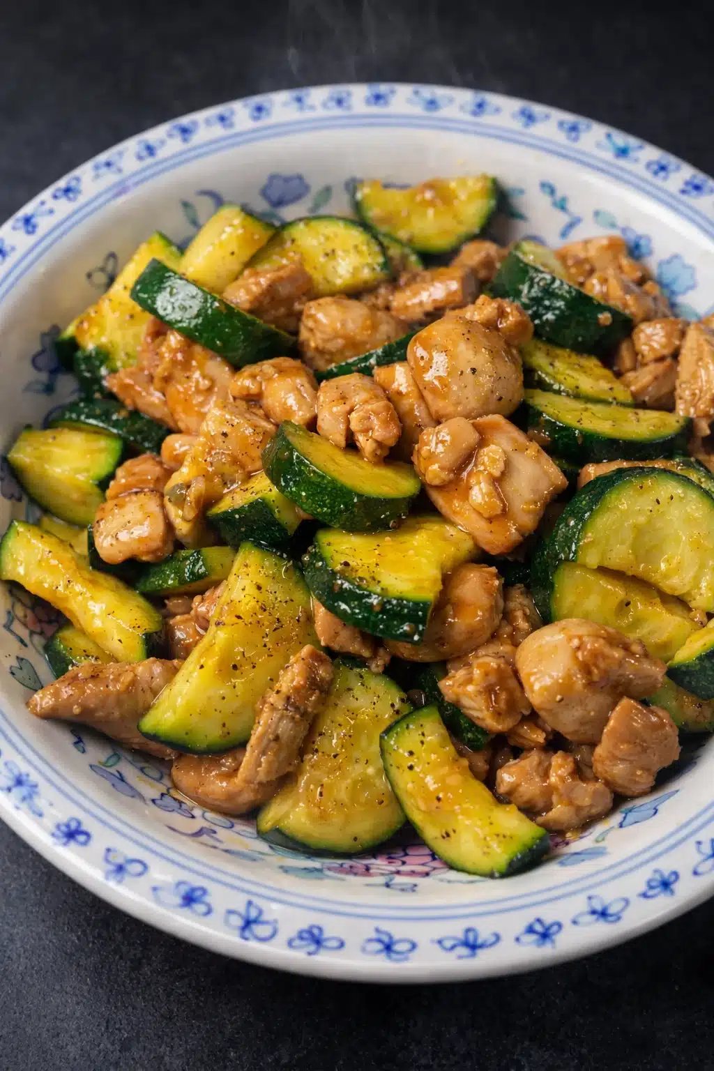 home 7 Chicken zucchini stir fry with tender chicken and fresh zucchini in glossy sauce