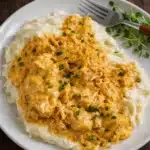 Crockpot French Market Chicken Easy Delicious Family Dinner 7 Crockpot French Market Chicken with creamy sauce served over mashed potatoes