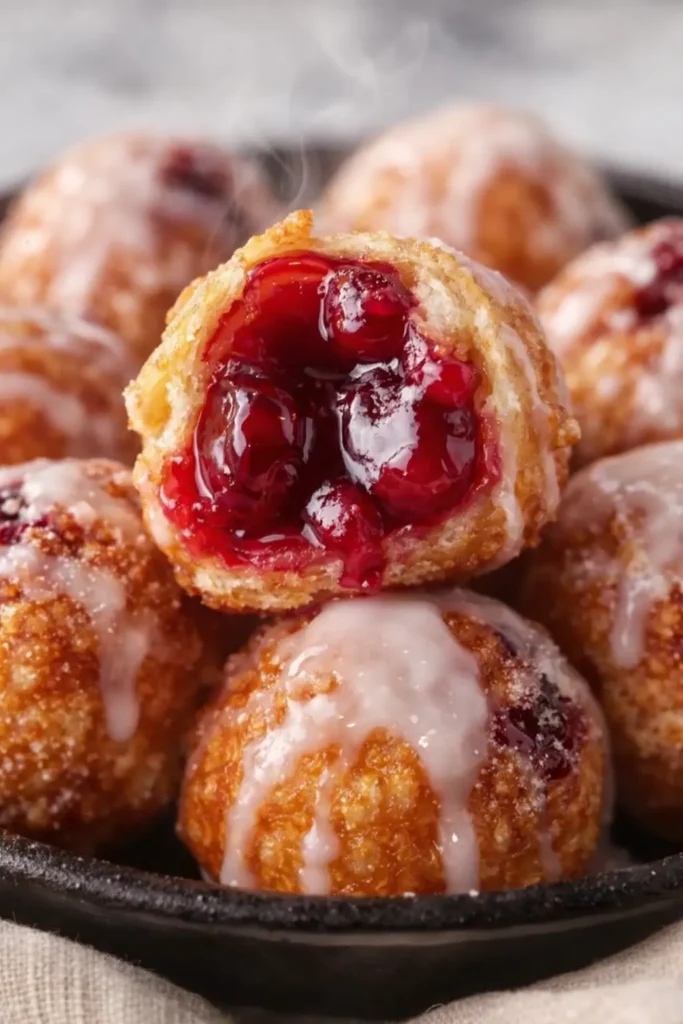 Delicious Cherry Pie Bites Easy Amazing Treat 6 Delicious Cherry Pie Bites with warm glossy cherry filling and glaze