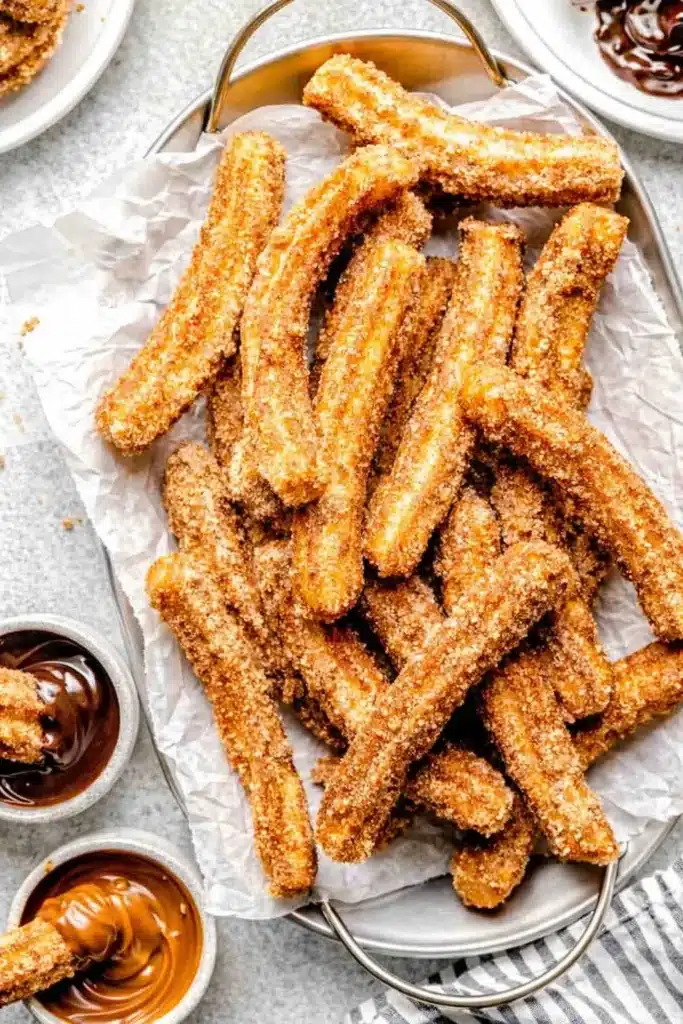 Homemade Mexican Churros Easy Irresistible Treat 5 Homemade Mexican churros crispy with cinnamon sugar and dipping sauces