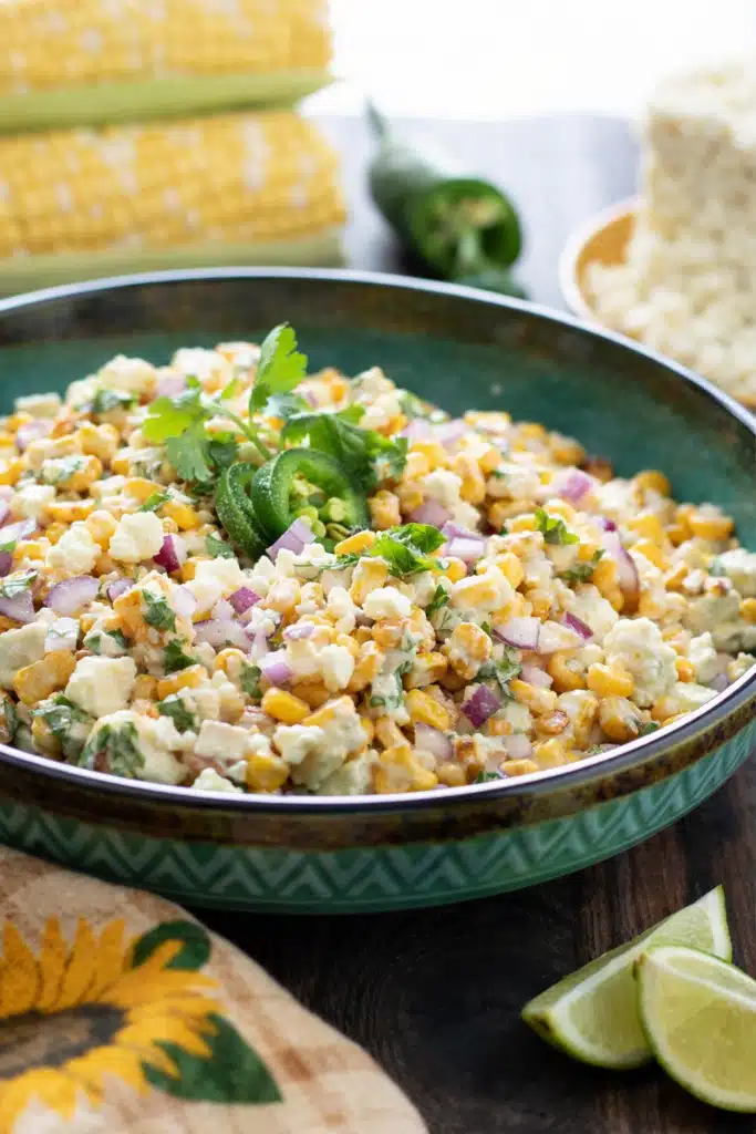 Mexican Street Corn Salad Easy Amazing Flavor 4 Mexican Street Corn Salad with charred corn, queso fresco, jalapeño, and lime