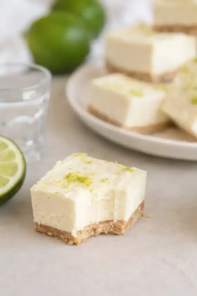 No bake margarita cheesecake bites with lime zest and graham crust
