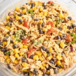 Quick Southwest Chicken Salad Quick Easy Flavorful 5 Quick Southwest chicken salad with shredded chicken, corn, black beans, and creamy dressing