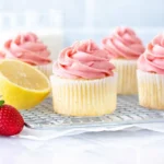 Strawberry Lemonade Cupcakes Amazing Fresh Treat 7 Strawberry lemonade cupcakes with pink frosting and fresh lemon and strawberries
