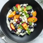 Summer Veggies Recipes Amazing Fresh Salad 5 Summer veggies recipes salad with peaches, blueberries, feta, and basil in a bowl