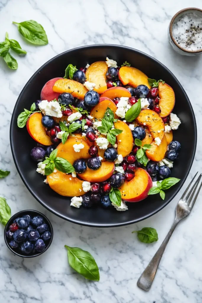 Summer Veggies Recipes Amazing Fresh Salad 4 Summer Veggies Recipes salad with peaches blueberries feta and basil