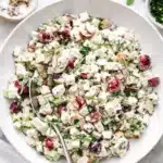 Ultimate chicken salad with grapes, celery, and almonds in a creamy dressing
