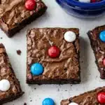 4th of July Brownies Easy Amazing Party Dessert 11 Fudgy 4th of July brownies topped with red white and blue candy chocolates