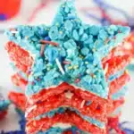 4th Of July Rice Krispie Treats That Everyone Loves 15 4th Of July Rice Krispie Treats with red and blue star layers and patriotic sprinkles