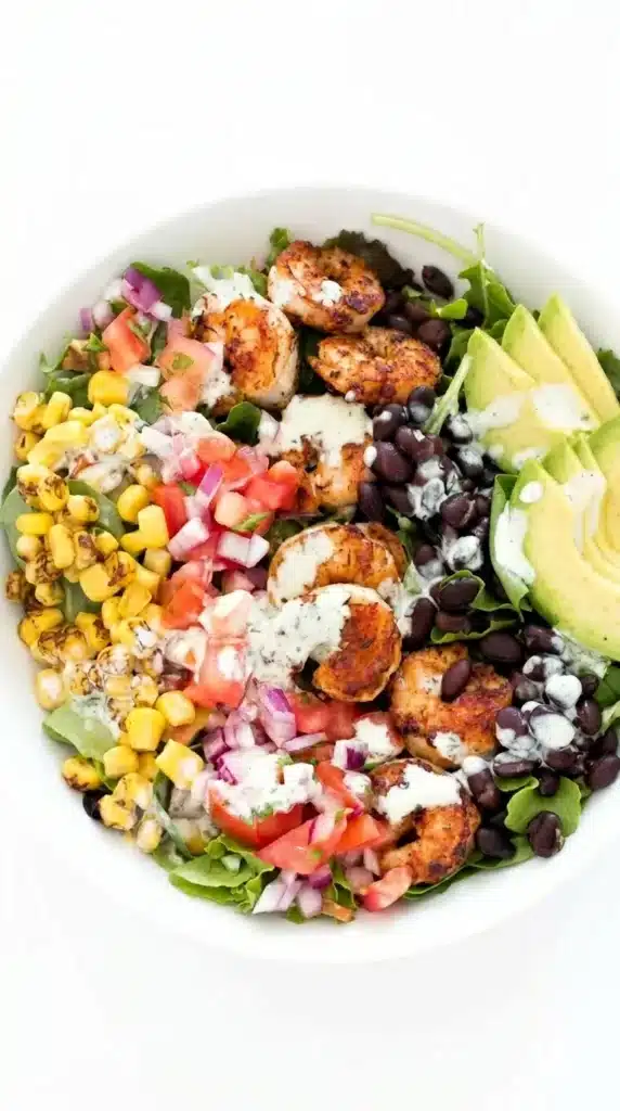 Creamy cilantro lime dressing for Shrimp Avocado Salad in a mason jar