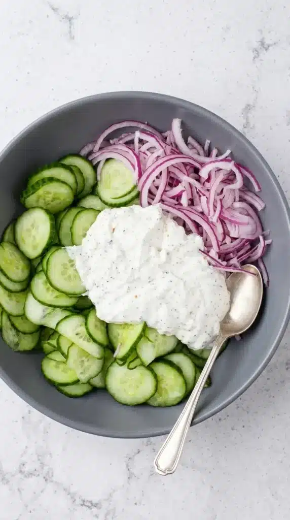 Cucumber Everything Bagel Salad Easy Amazing Lunch 13 Cucumber Everything Bagel Salad ingredients ready to mix in a bowl