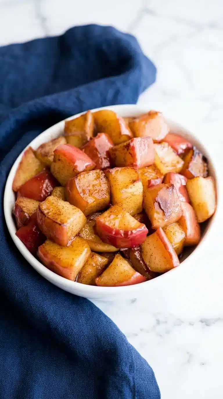 Easy cinnamon apples in a bowl with warm caramelized glaze and soft apple chunks