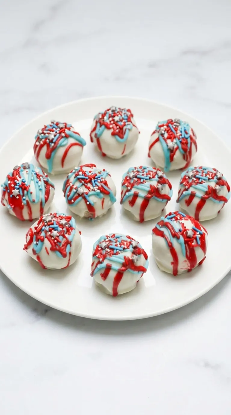 Easy Red, White And Blue Cake Balls Recipe That Wow 9 Easy red white and blue cake balls with festive drizzle and patriotic sprinkles