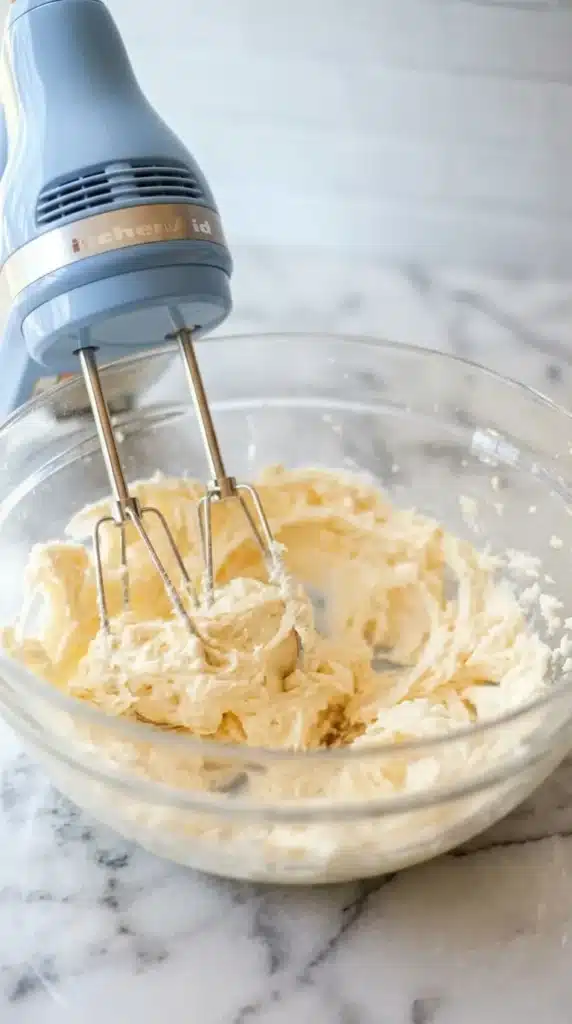 Easy Red, White And Blue Cake Balls Recipe That Wow 11 Easy Red, White And Blue Cake Balls frosting mixture in glass bowl