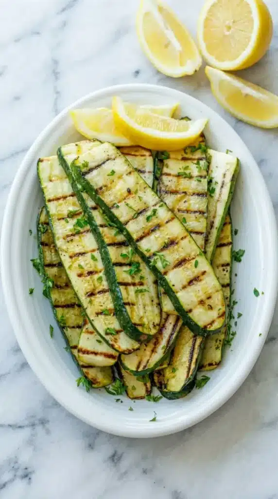 Grilled Zucchini Recipe That Tastes Amazing Fast 7 Grilled Zucchini Recipe with lemon wedges and fresh parsley